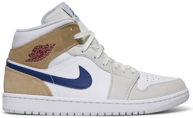 Best Replica Air Jordan 1 Mid  White Khaki Blue Void  DO6726-100 - Colareps