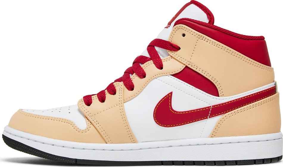 Best Replica Air Jordan 1 Mid  Light Curry Cardinal Red  554724-201 - Colareps