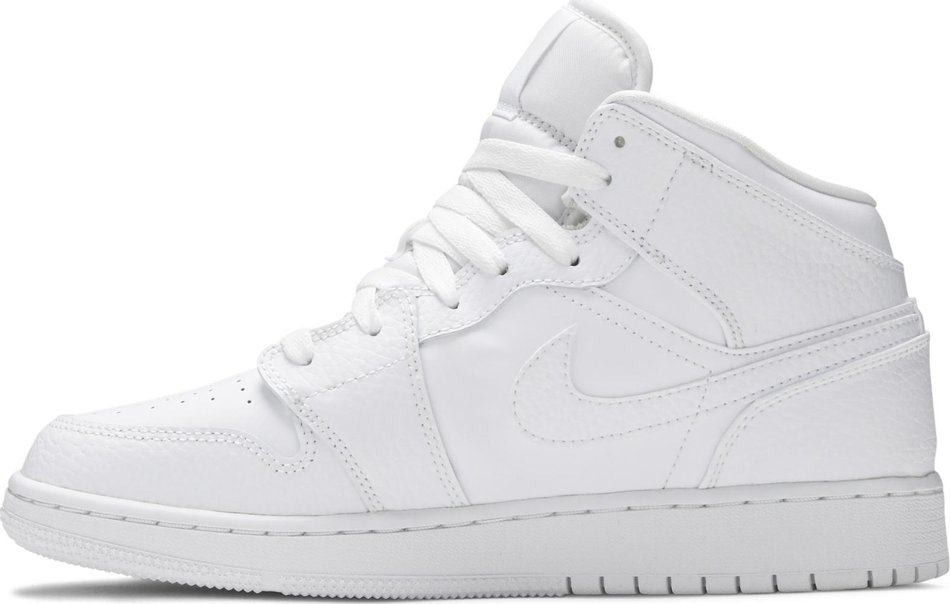 Best Replica Air Jordan 1 Mid GS  Triple White  554725-130 - Colareps
