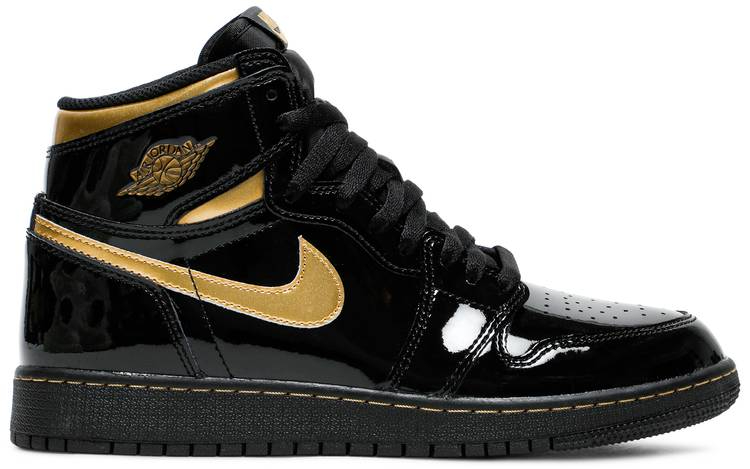 Best Replica Air Jordan 1 Retro High OG  Black Gold Patent  555088-032 - Colareps
