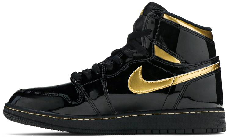 Best Replica Air Jordan 1 Retro High OG GS  Black Metallic Gold  575441-032 - Colareps