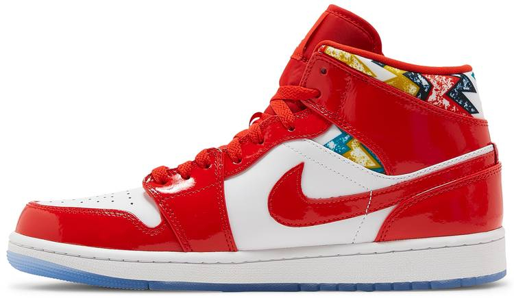 Best Replica Air Jordan 1 Mid Gets Swathed in Geometric Prints DC7294-600 - Colareps