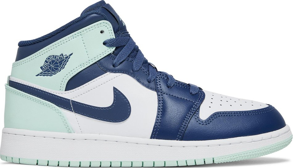 Best Replica Air Jordan 1 Mid GS  Blue Mint  554725-413 - Colareps