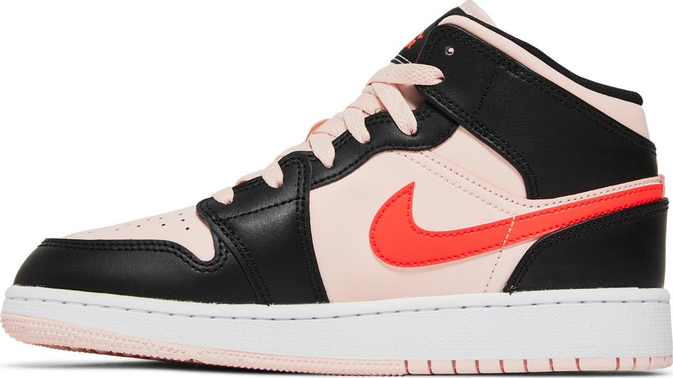 Best Replica Air Jordan 1 Mid GS  Black Pink Crimson  554725-604 - Colareps