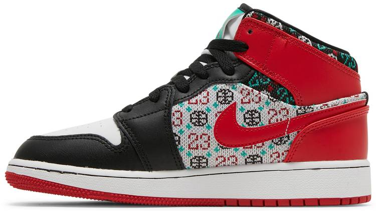 Best Replica Air Jordan 1 Mid SE GS  Ugly Christmas Sweater  DM1208-150 - Colareps
