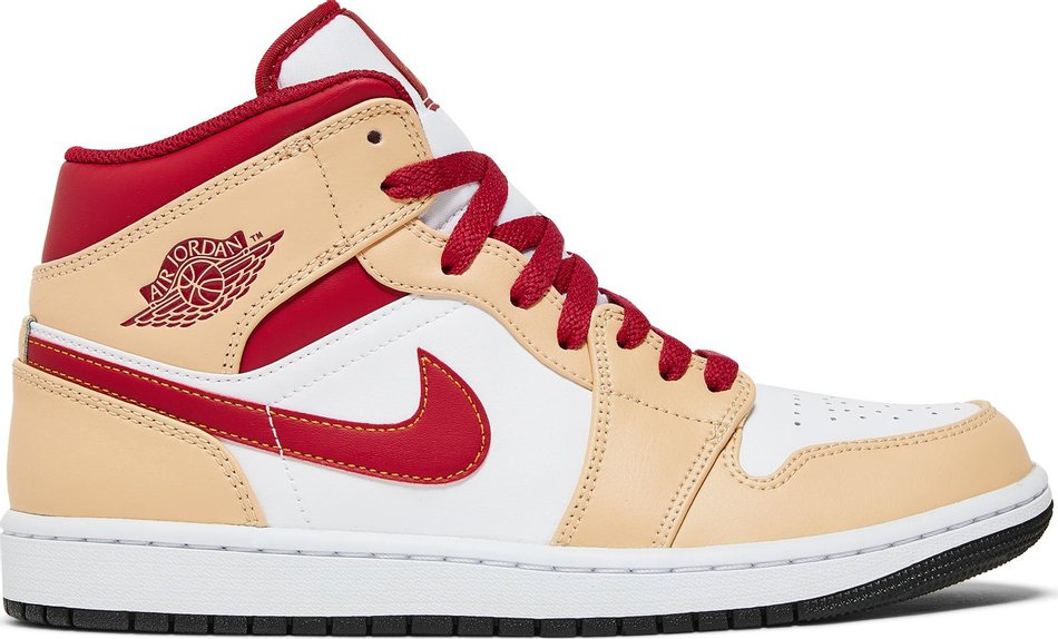 Best Replica Air Jordan 1 Mid  Light Curry Cardinal Red  554724-201 - Colareps