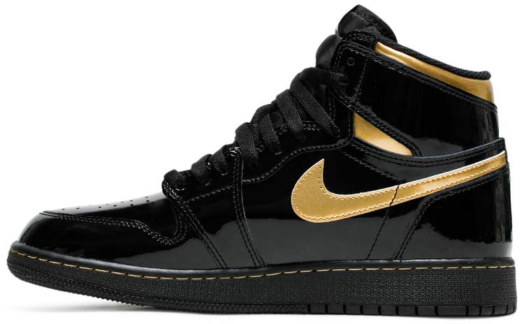Best Replica Air Jordan 1 Retro High OG  Black Gold Patent  555088-032 - Colareps