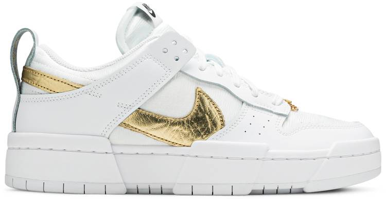 Best Replica Wmns Dunk Low Disrupt  White Metallic Gold  DD9676-100 - Colareps