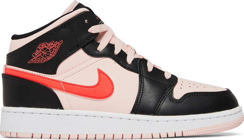 Best Replica Air Jordan 1 Mid GS  Black Pink Crimson  554725-604 - Colareps