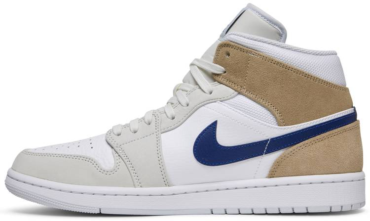 Best Replica Air Jordan 1 Mid  White Khaki Blue Void  DO6726-100 - Colareps