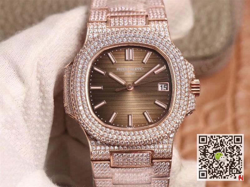 Best Replica Replica Patek Philippe Nautilus 5719-10G Rose Gold Diamond 1:1 Best Edition R8 Factory Gradient Brown Dial Swiss Cal.324 S C - Colareps