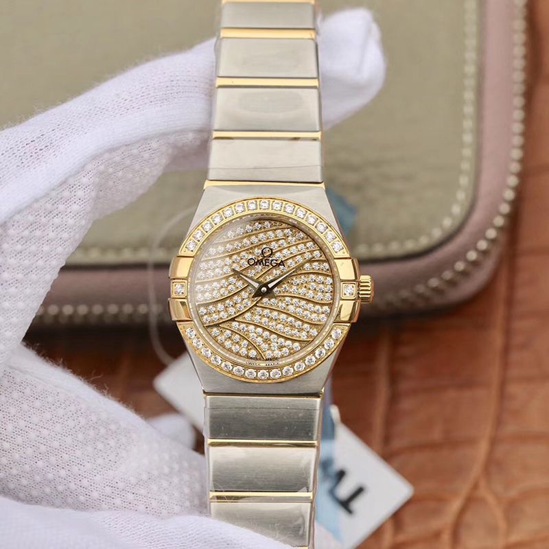 Best Replica Replica Omega Constellation Quartz Ladies 18K Yellow Gold Diamond Dial TW Factory 1:1 Best Edition Swiss Eta Quartz 1376 - Colareps