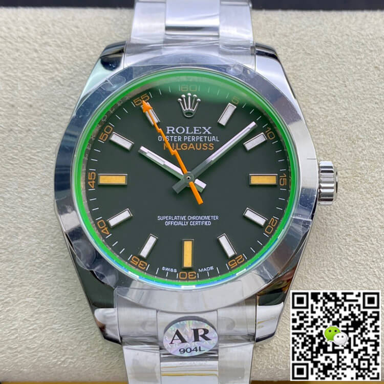 Best Replica Replica Rolex Milgauss 116400GV AR Factory 1:1 Best Edition Swiss ETA3131 Black Dial - Colareps