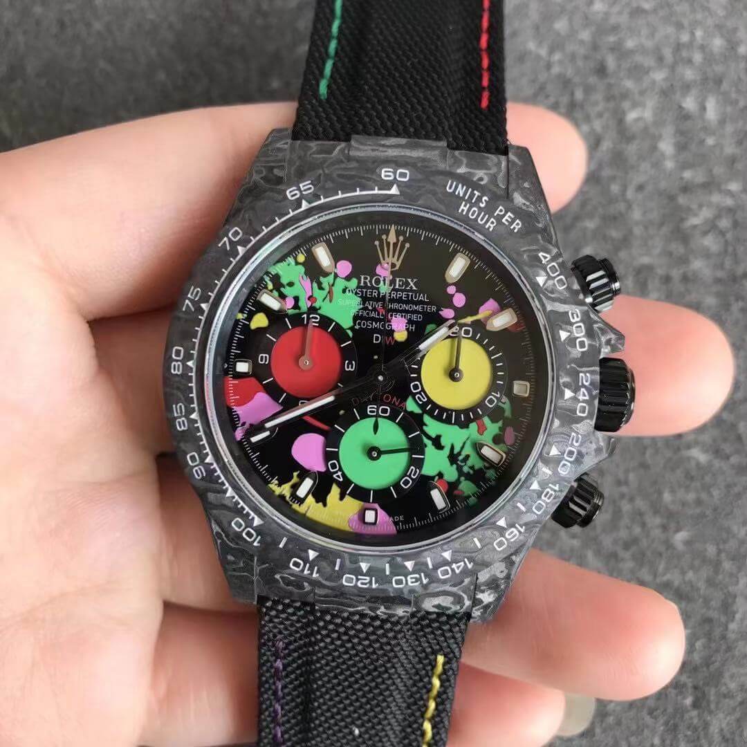 Best Replica Replica Rolex Daytona Cosmograph Carbon Fiber Diw Customized Version 1:1 Best Edition Noob Factory Color Dial - Colareps