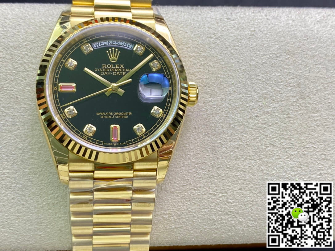 Best Replica Replica Rolex Day Date 118208 1:1 Best Edition EW Factory Black Dial - Colareps