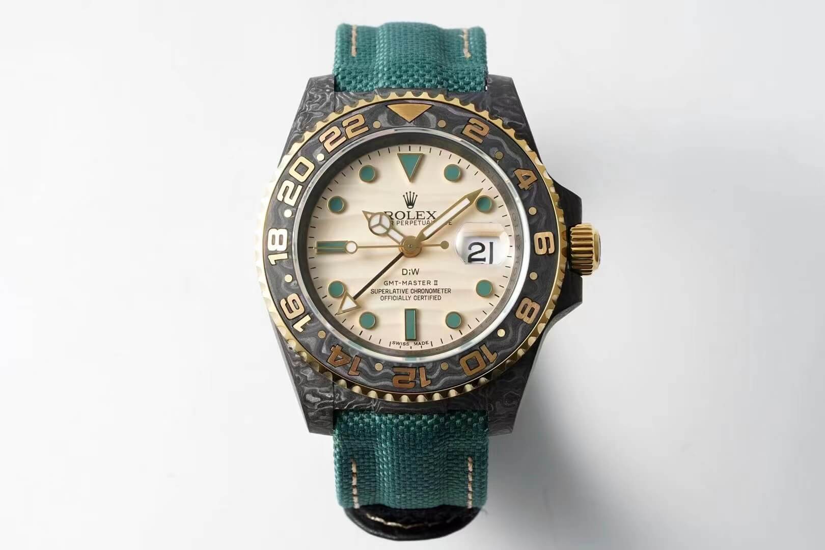 Best Replica Replica Rolex GMT-MASTER II Diw 1:1 Best Edition Green Fabric Strap - Colareps