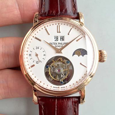 Best Replica Patek Philippe Replica Tourbillon Moonphase 24H Power Reserve 1:1 Best Edition Swiss Tourbillon White Dial - Colareps