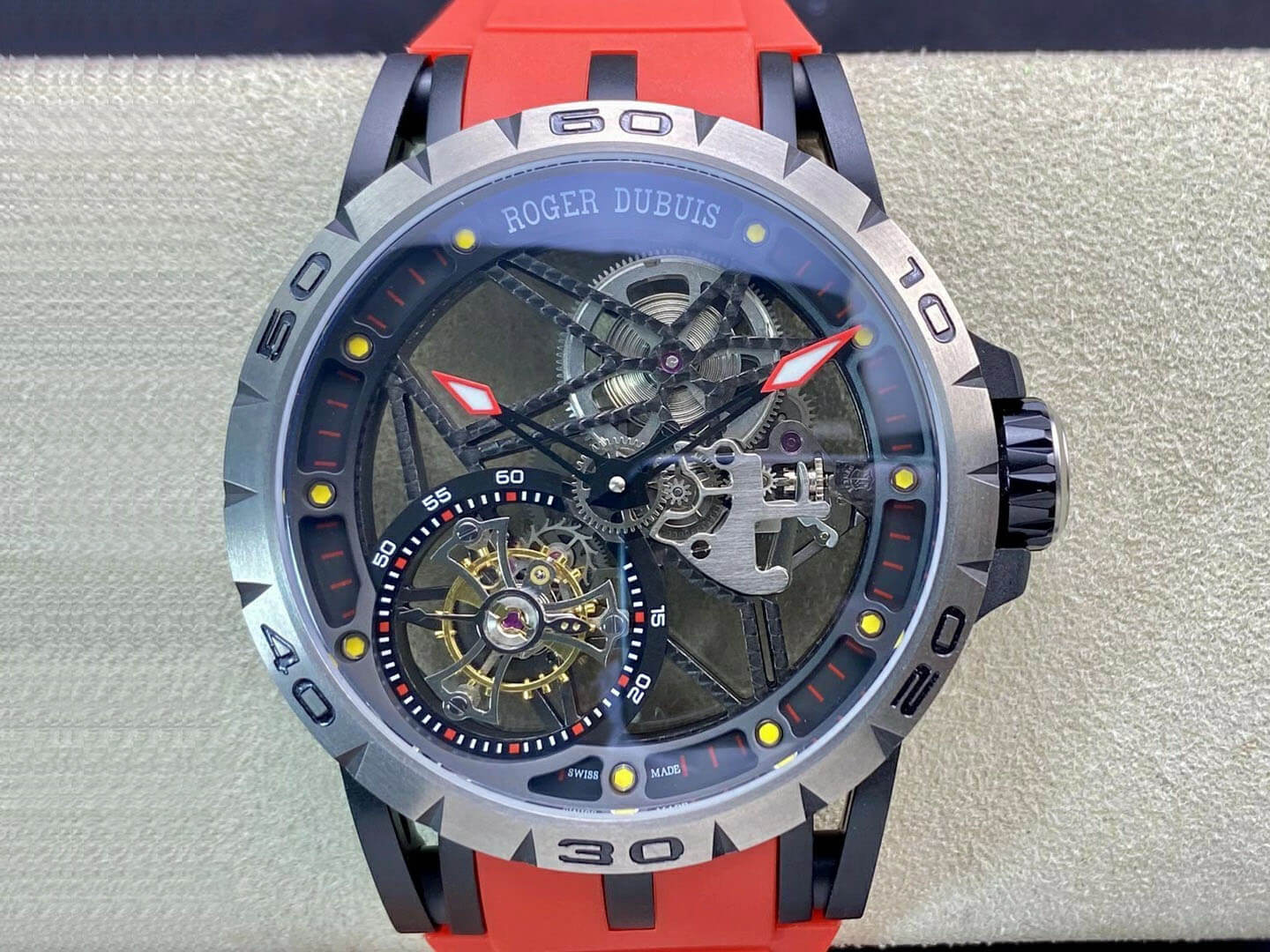 Best Replica Replica Roger Dubuis Excalibur RDDBEX0549 1:1 Best Edition BBR Factory Tourbillon Skeleton Dial - Colareps