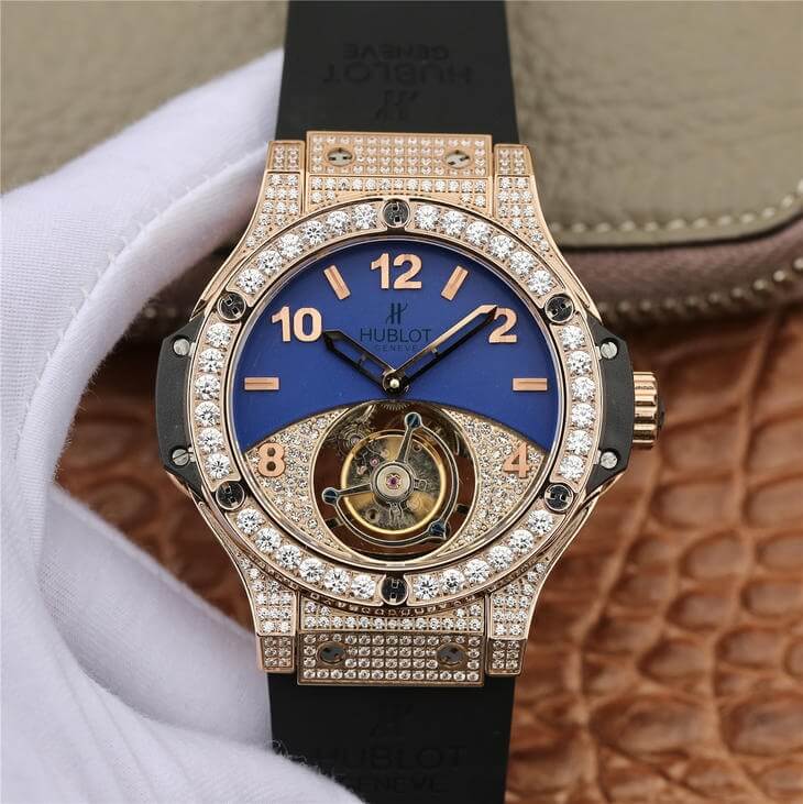 Best Replica Replica Hublot Big Bang Tourbillon 1:1 Best Edition Rose Gold Diamond Dial - Colareps