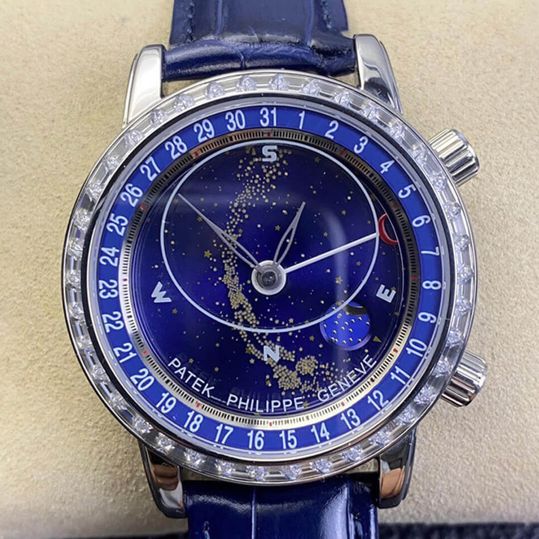 Best Replica Replica Patek Philippe Grand Complications 6104G-001 1:1 Best Edition AI Factory Sky Moon Blue Dial - Colareps