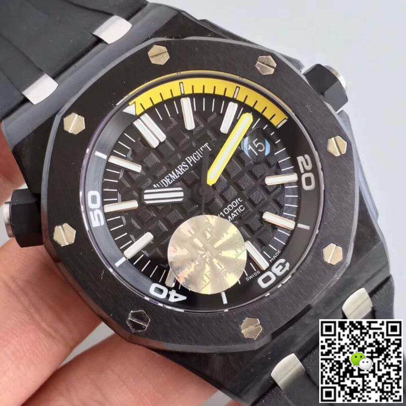 Best Replica Replica Audemars Piguet Royal Oak Offshore Diver 15706AU.OO.A002CA.01 JF Factory 1:1 Best Edition Swiss ETA3120 Black Dial - Colareps