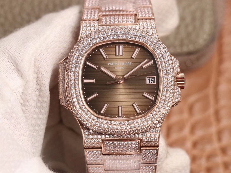 Best Replica Replica Patek Philippe Nautilus 5719-10G Rose Gold Diamond 1:1 Best Edition R8 Factory Gradient Brown Dial Swiss Cal.324 S C - Colareps