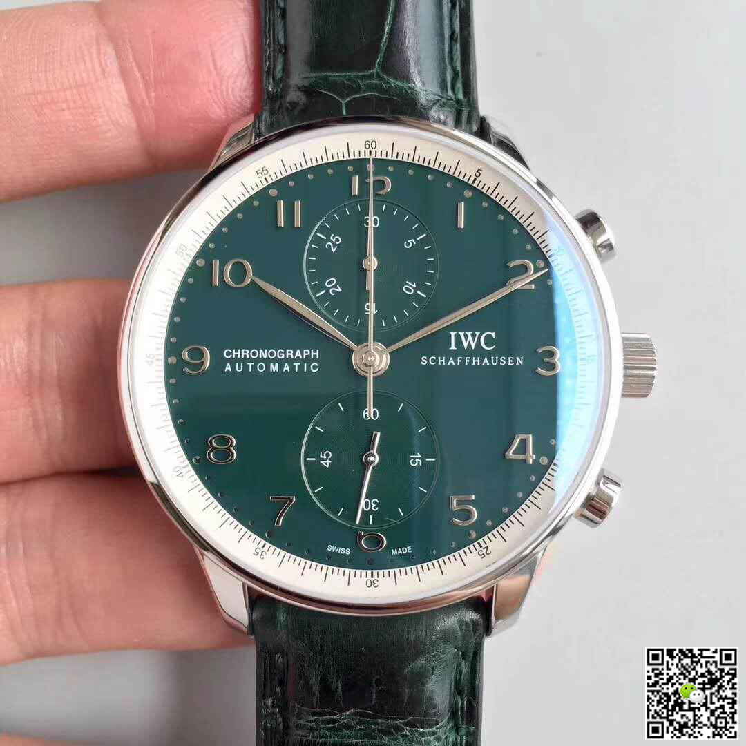 Best Replica IWC Replica Portuguese YL Factory 1:1 Best Edition Swiss ETA69355 Green Dial With Silver Markers - Colareps