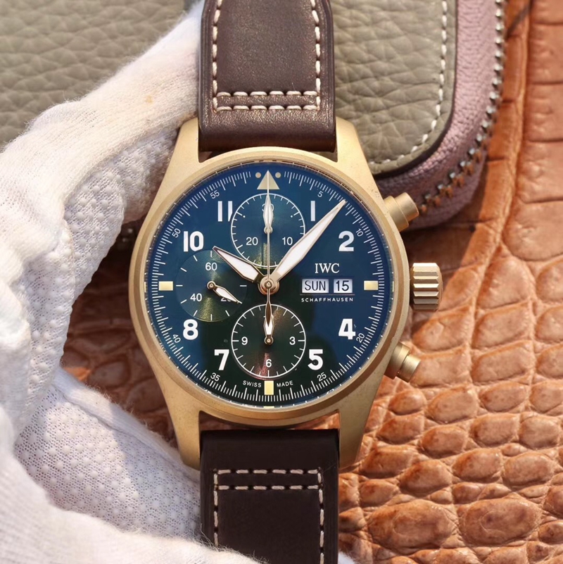 Best Replica Replica IWC Pilot IW387902 Spitfire Chronograph ZF Factory 1:1 Best Edition Bronze Case Swiss ETA7750 - Colareps