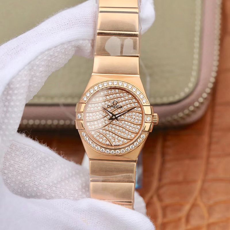 Best Replica Replica Omega Constellation 27mm Quartz Ladies 18K Rosegold TW Factory 1:1 Best Edition Swiss Eta Quartz 1376 - Colareps