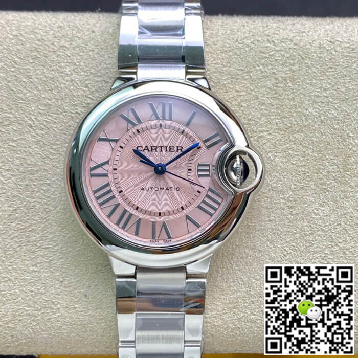 Best Replica Replica Ballon Bleu De Cartier 33MM W6920100 1:1 Best Edition V6 Factory Pink Dial - Colareps