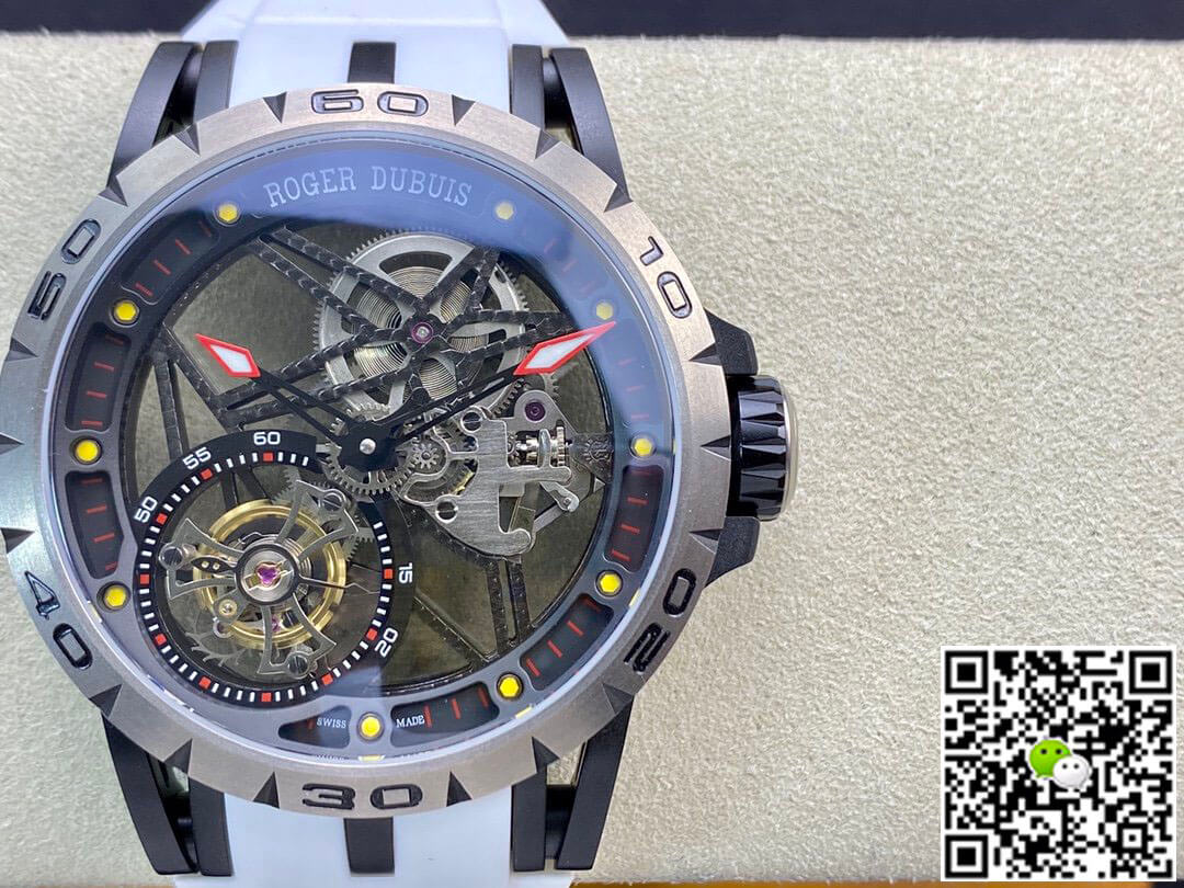 Best Replica Replica Roger Dubuis Excalibur RDDBEX0549 1:1 Best Edition BBR Factory Tourbillon White Strap - Colareps
