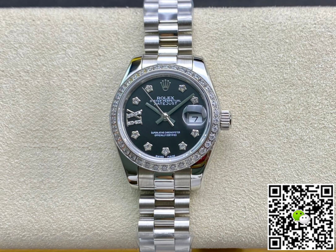 Best Replica Replica Rolex Datejust 28MM 1:1 Best Edition BP Factory Diamond set Black Dial - Colareps