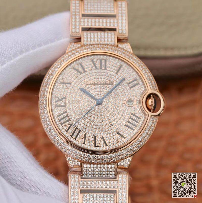 Best Replica Replica Ballon Bleu De Cartier W69006Z2 42mm TW Factory 1:1 Best Edition Full Diamond Rosegold Swiss ETA 2824 - Colareps