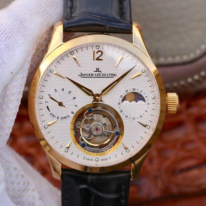 Best Replica Replica Jaeger-LeCoultre Master Grande Tourbillon Mechanical Watches 1:1 Best Edition Swiss Tourbillon 18K gold White Dial - Colareps