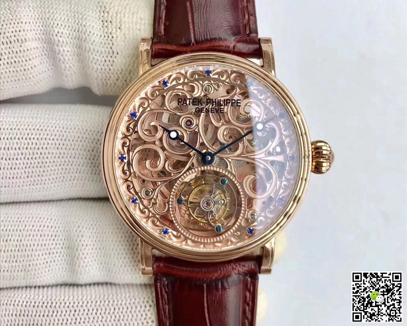 Best Replica Patek Philippe Replica Tourbillon Sapphire 1:1 Best Edition Rose Gold Swiss Tourbillon - Colareps