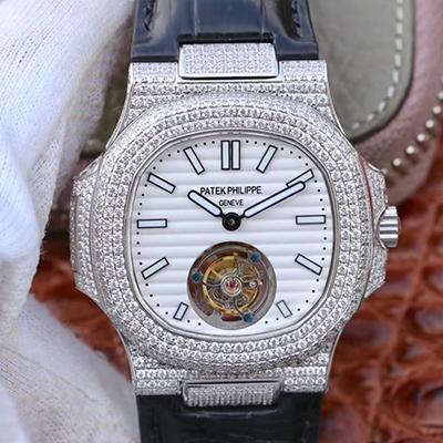 Best Replica Patek Philippe Replica Nautilus Jumbo 5711 R8 Factory 1:1 Best Edition Swiss Tourbillon White Dial - Colareps