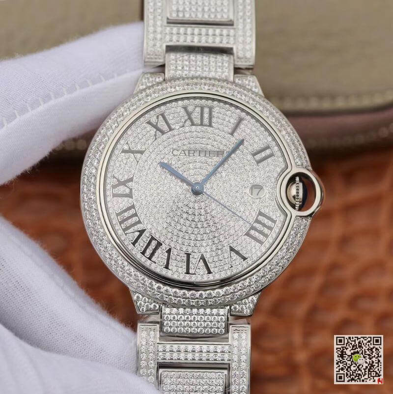 Best Replica Replica Ballon Bleu De Cartier WE9009Z3 42mm TW Factory 1:1 Best Edition Full Diamond Dial Swiss ETA2824 - Colareps