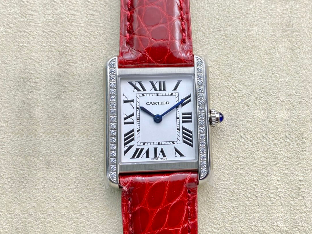 Best Replica Replica Cartier Tank 27MM 1:1 Best Edition K11 Factory V2 Red Strap - Colareps