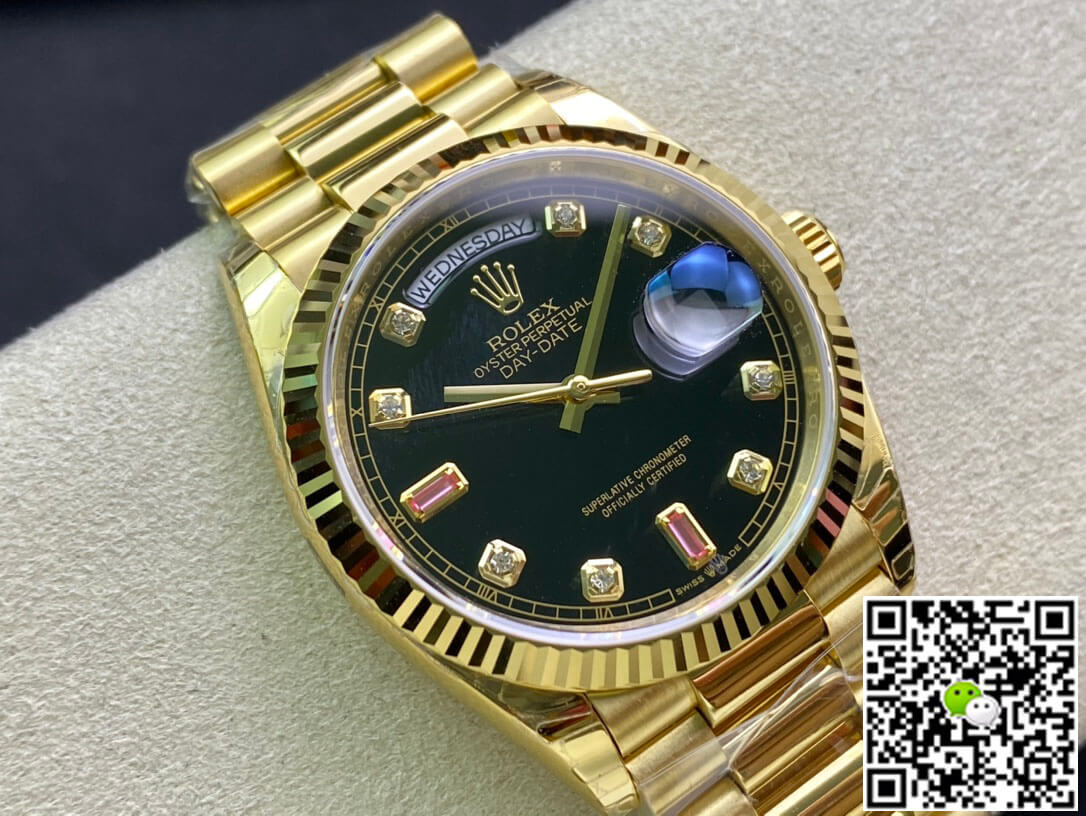 Best Replica Replica Rolex Day Date 118208 1:1 Best Edition EW Factory Black Dial - Colareps