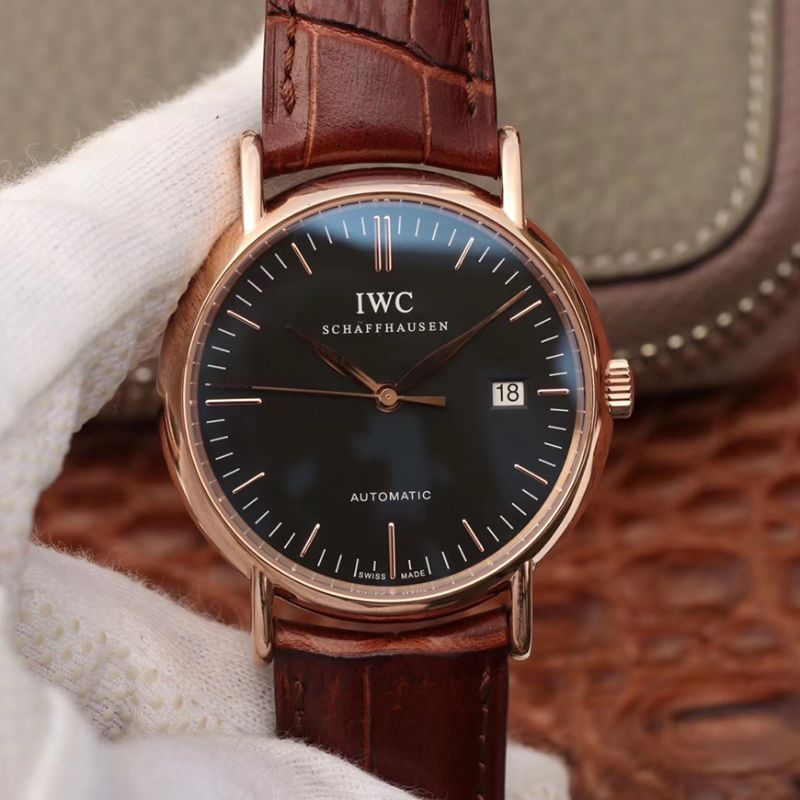 Best Replica Replica IWC Portofino IW356504 TW Facroty 1:1 Best Edition Swiss ETA30110 18K Rose Gold Black dial - Colareps