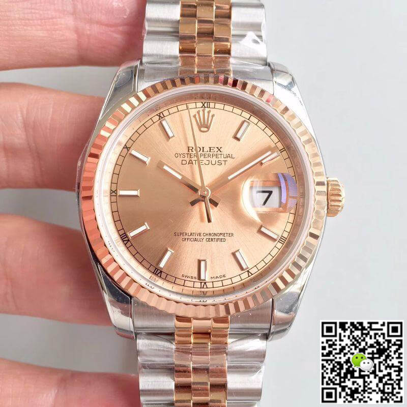 Best Replica Rolex Dupe Datejust 36mm 116234 Mechanical Watches 1:1 Best Edition Swiss ETA3135 Rose Gold Dial - Colareps