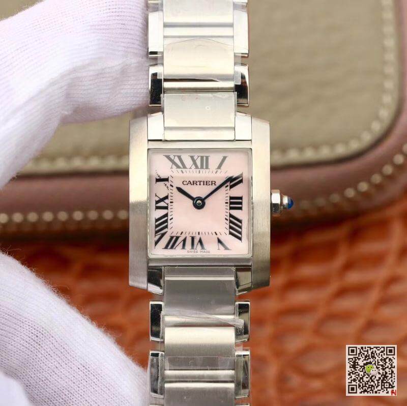 Best Replica Cartier Replica Tank Francaise W51028Q3 Pink MOP Dial Steel Ladies Watch 1:1 Best Edition Swiss Quartz - Colareps