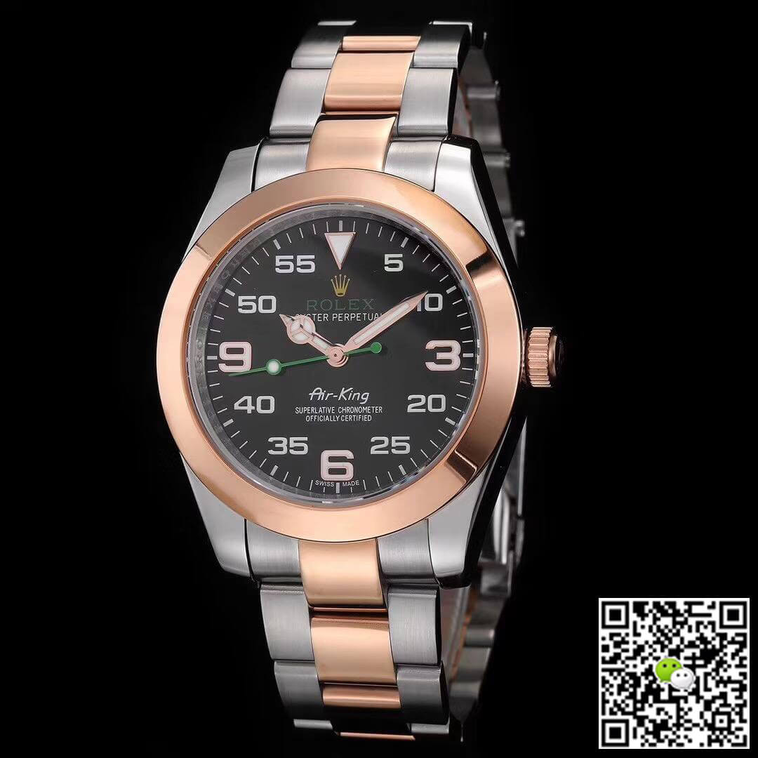 Best Replica Replica Rolex Air-King 116900 JF Factory 1:1 Best Edition Swiss ETA3131 Rose Gold - Colareps