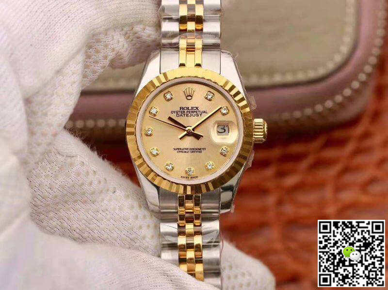 Best Replica Replica Rolex Lady Datejust 28MM 1:1 Best Edition Swiss Original Imported NH05 Movement 18K Gold Dial - Colareps