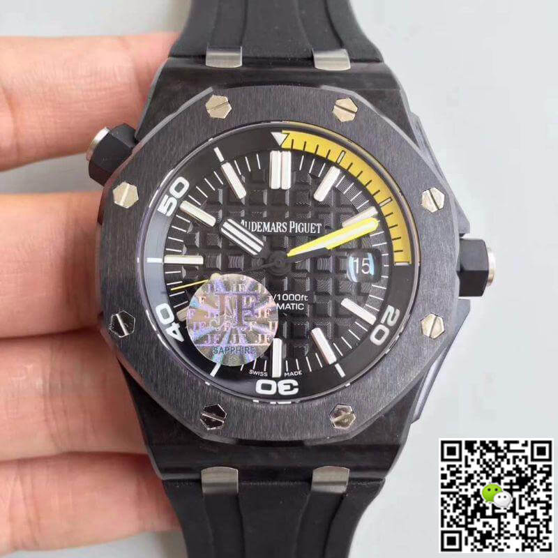 Best Replica Replica Audemars Piguet Royal Oak Offshore Diver 15706AU.OO.A002CA.01 JF Factory 1:1 Best Edition Swiss ETA3120 Black Dial - Colareps