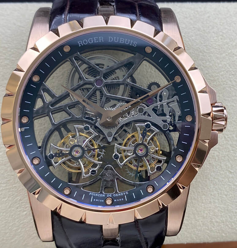 Best Replica Replica Roger Dubuis Excalibur RDDBEX0395 1:1 Best Edition YS Factory Double Tourbillon Dial - Colareps