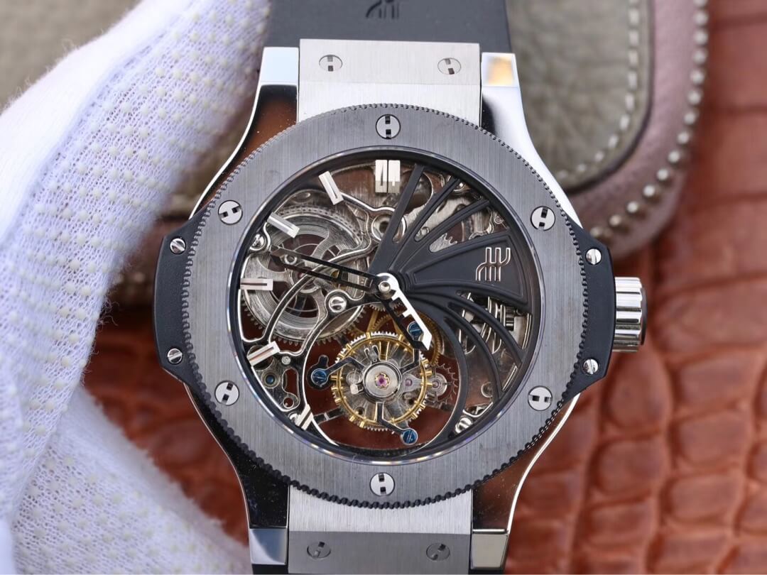 Best Replica Replica Hublot Big Bang Hollow Tourbillon 1:1 Best Edition Ceramic Bezel Skeleton Dial - Colareps