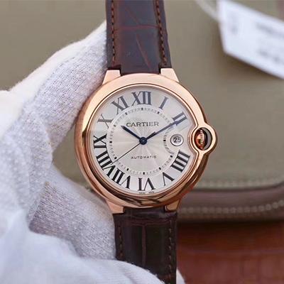 Best Replica Replica Ballon Bleu De Cartier 42 WGBB0017 V9 Factory 1:1 Best Edition Swiss ETA2824-2 Rosegold Wrapped Silver Dial - Colareps