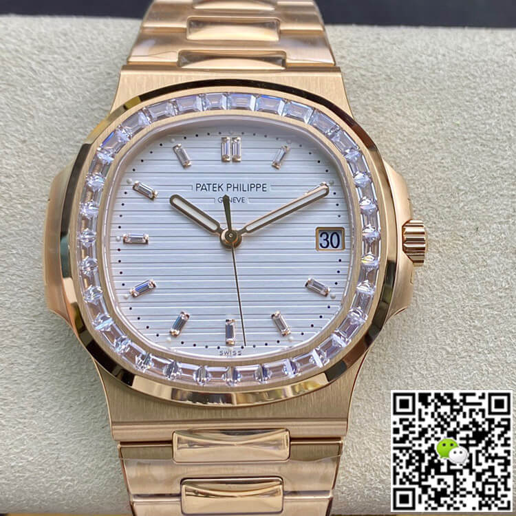 Best Replica Replica Patek Philippe Nautilus 1:1 Best Edition PPF Factory Rose Gold With Diamonds - Colareps