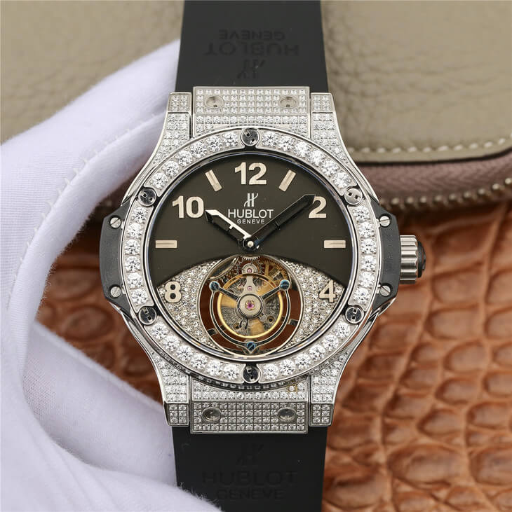 Best Replica Replica Hublot Big Bang Tourbillon 1:1 Best Edition Diamond Black Dial - Colareps